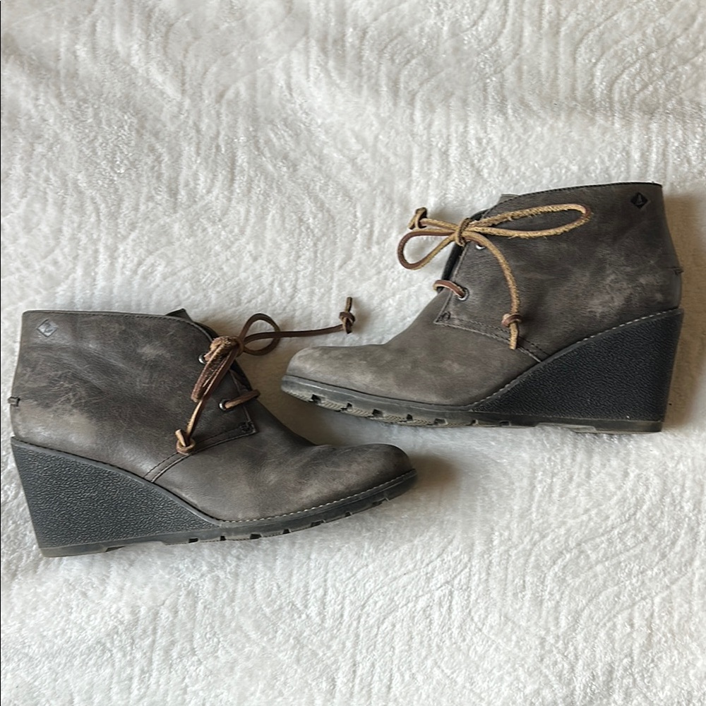 Stylish Gray Wedge Ankle Boots